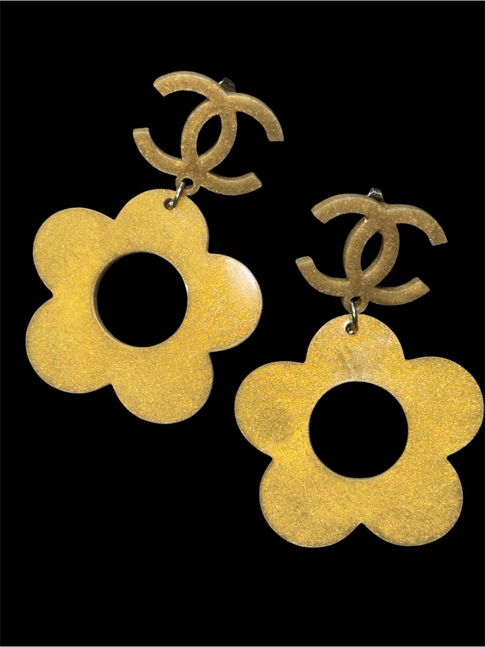 CC Fashion Metallic Gold Dangle Flower Earrings